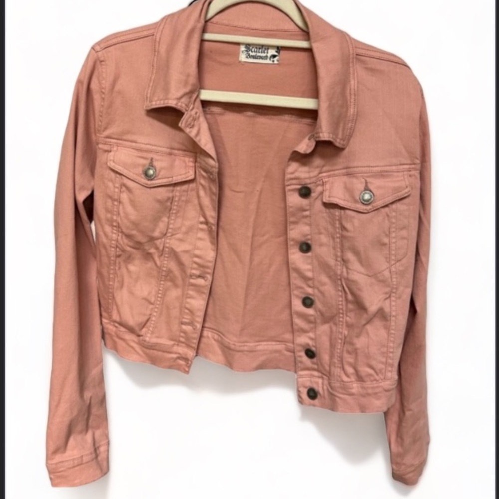 Scarlet Blvd Blush Denim Style Jacket | Shorter Length Pockets | Size L Worn One